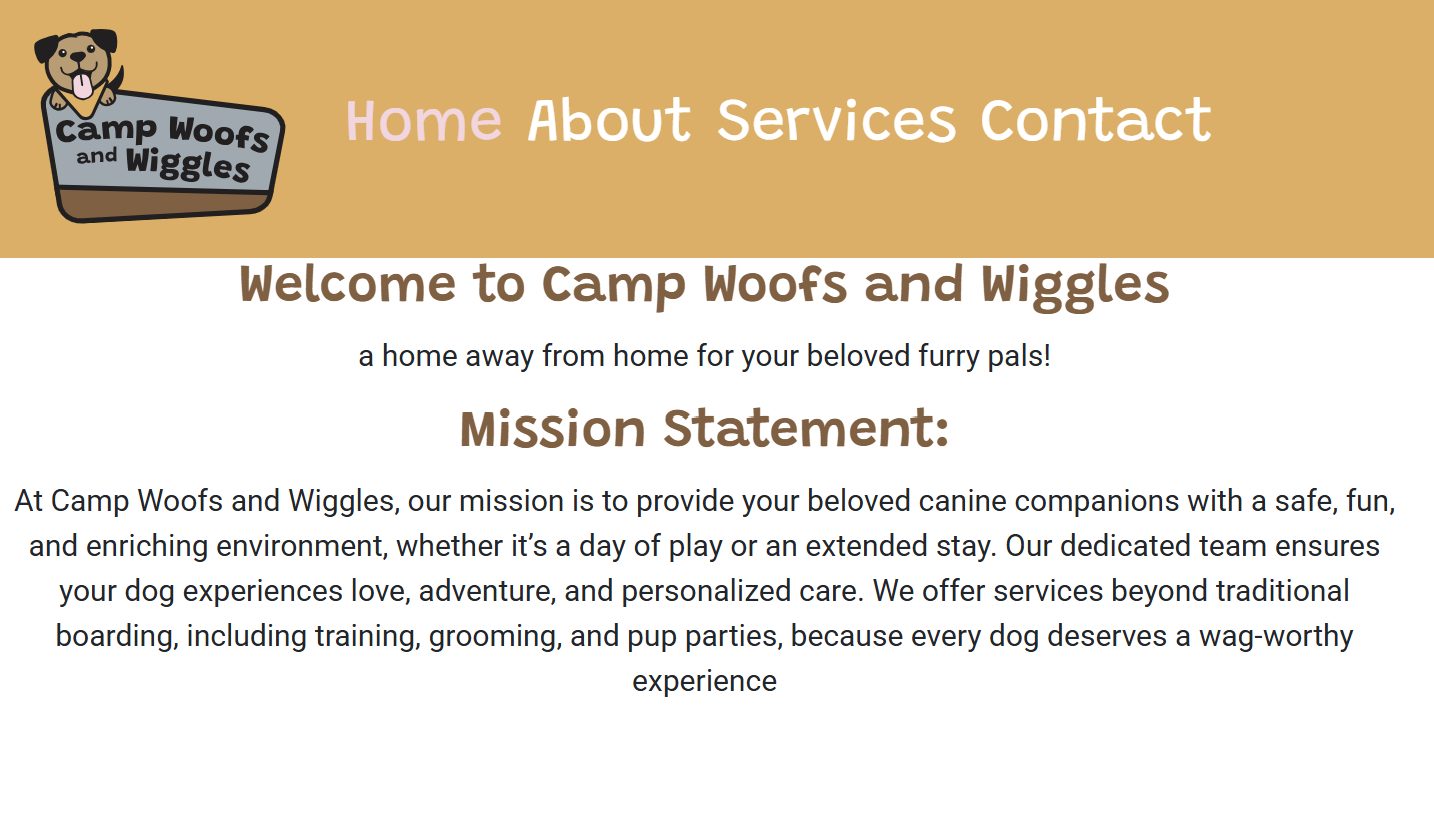 Camp Woofs and Wiggles - Home Page